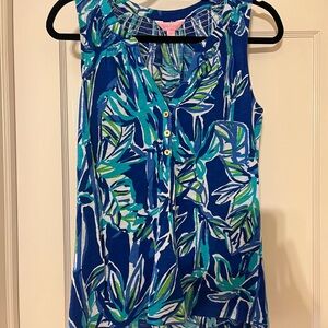 Lilly Pulitzer Blue Buttoned Relaxed Blouse